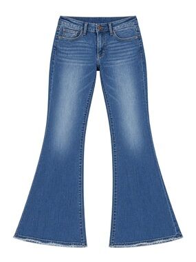 VERVET BY FLYING MONKEY Women's Flare Jeans in Medium Blue Wash